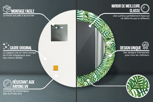 Kulaté dekorační zrcadlo na zeď Tropická dlaň