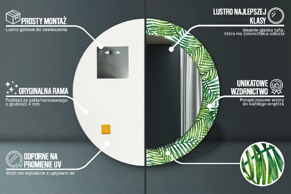 Kulaté dekorační zrcadlo na zeď Tropická dlaň