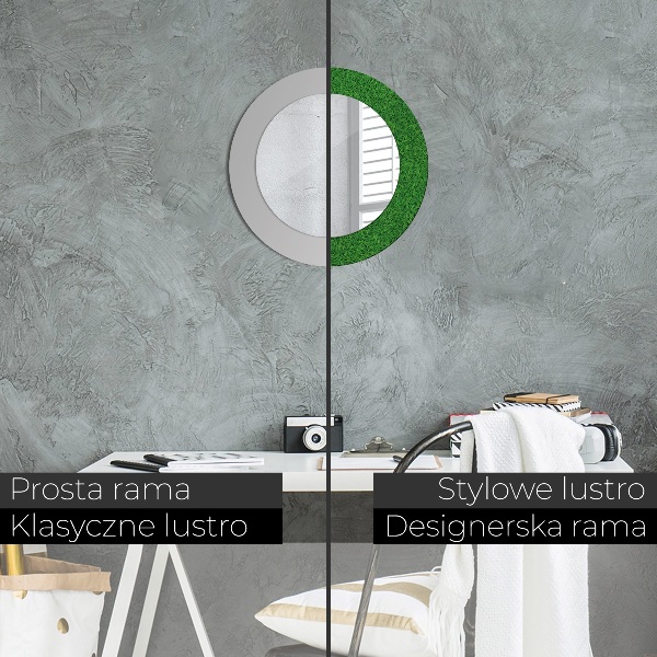 Kulaté dekorační zrcadlo na zeď zelená tráva