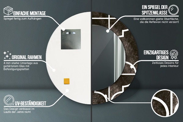 Kulaté zrcadlo s potiskem Starožitné dlaždice
