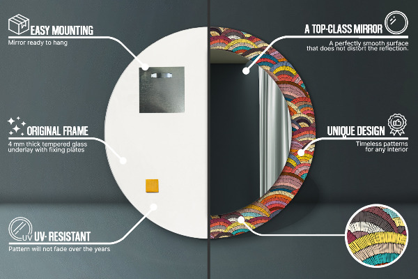 Kulaté zrcadlo s potiskem Bohemický ornament