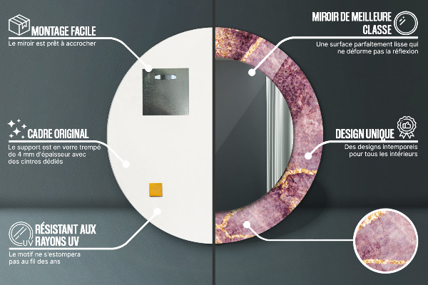 Kulaté dekorační zrcadlo Mramor s přidáním zlata