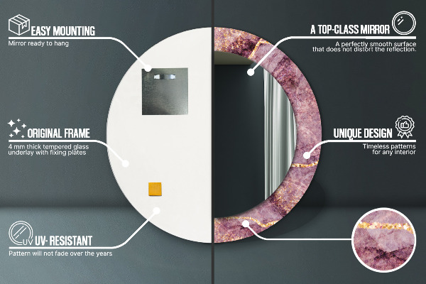 Kulaté dekorační zrcadlo Mramor s přidáním zlata