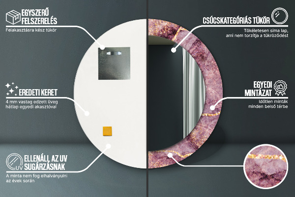 Kulaté dekorační zrcadlo Mramor s přidáním zlata