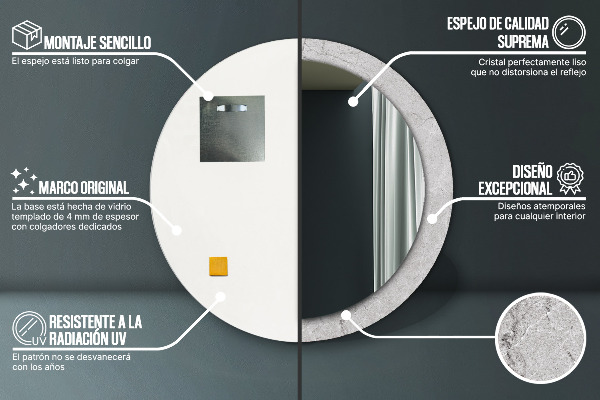 Kulaté dekorační zrcadlo Šedý cement