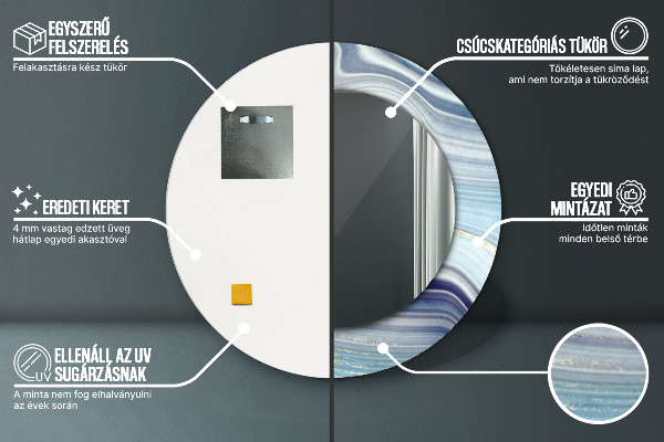 Kulaté dekorační zrcadlo Modrý mramor