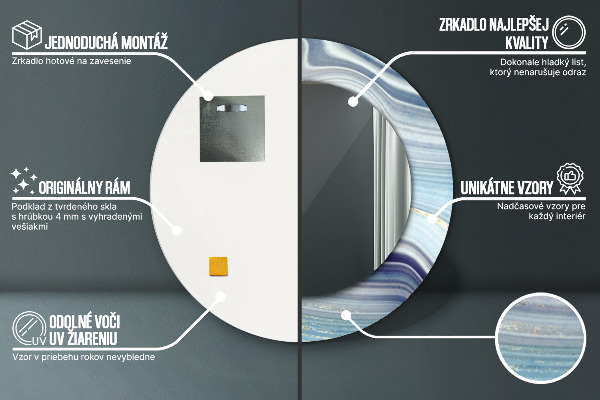 Kulaté dekorační zrcadlo Modrý mramor