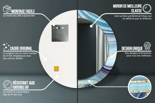 Kulaté dekorační zrcadlo Modrý mramor