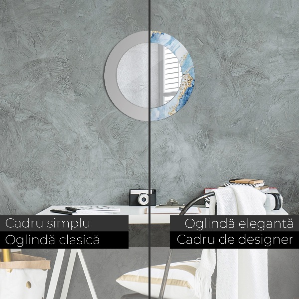 Kulaté dekorační zrcadlo na zeď Modré mramorové zlato