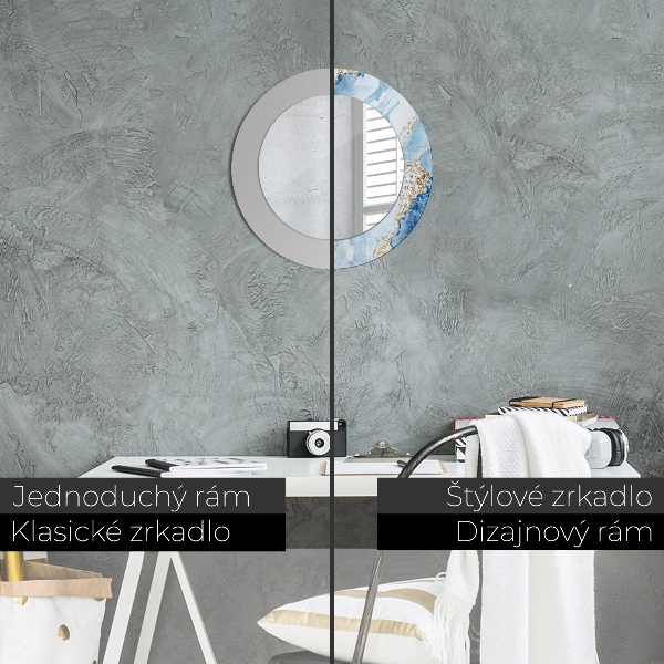 Kulaté dekorační zrcadlo na zeď Modré mramorové zlato