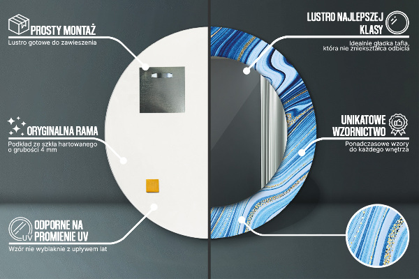 Kulaté dekorační zrcadlo na zeď Modrý mramor