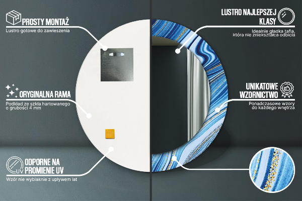 Kulaté dekorační zrcadlo na zeď Modrý mramor