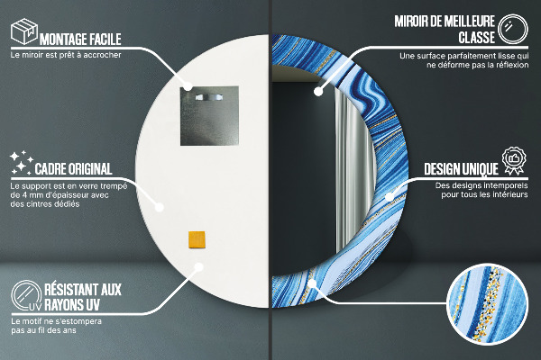 Kulaté dekorační zrcadlo na zeď Modrý mramor