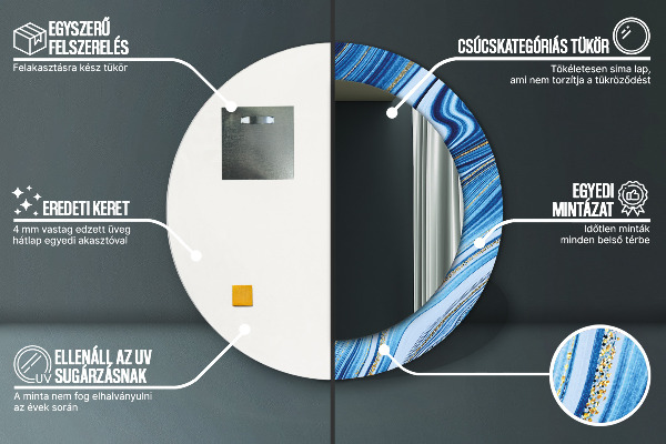 Kulaté dekorační zrcadlo na zeď Modrý mramor