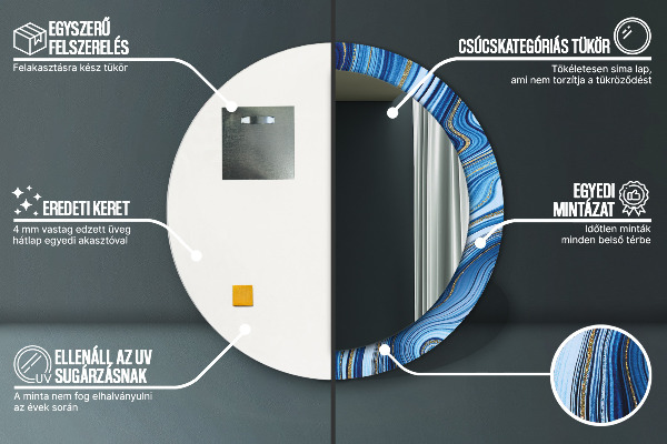 Kulaté dekorační zrcadlo na zeď Modrý mramor