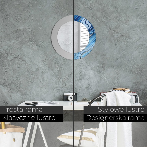 Kulaté dekorační zrcadlo na zeď Modrý mramor