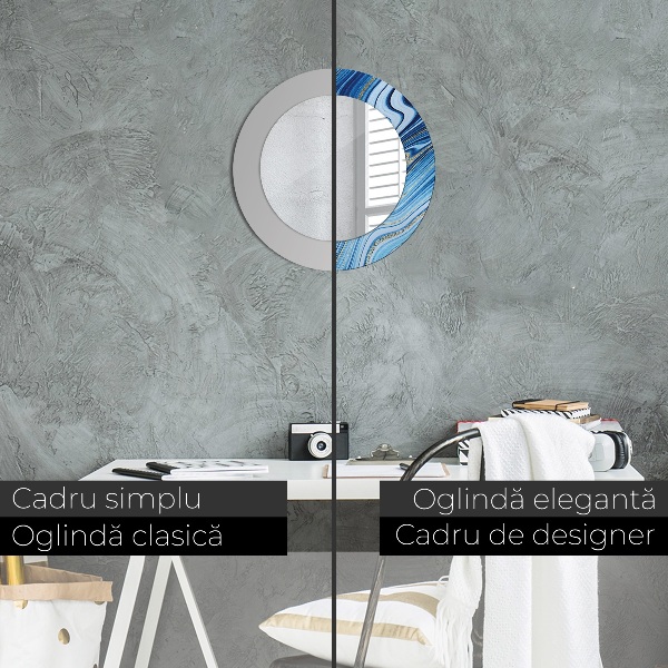 Kulaté dekorační zrcadlo na zeď Modrý mramor
