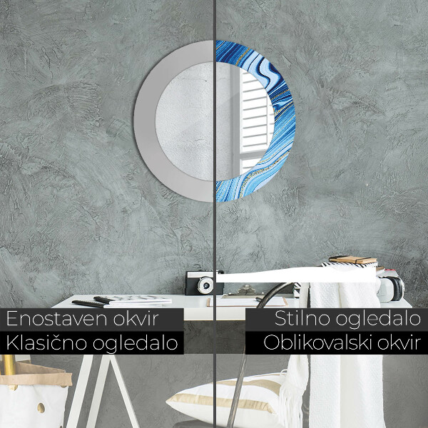 Kulaté dekorační zrcadlo na zeď Modrý mramor