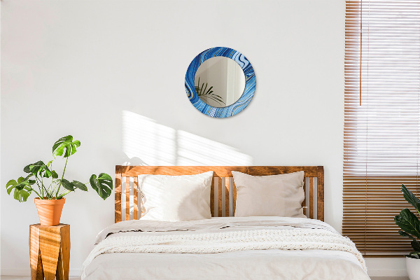 Kulaté dekorační zrcadlo na zeď Modrý mramor