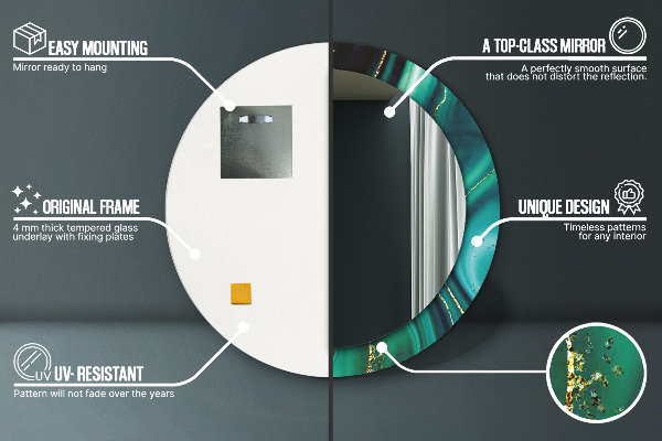 Kulaté dekorační zrcadlo na zeď Emerald Marble