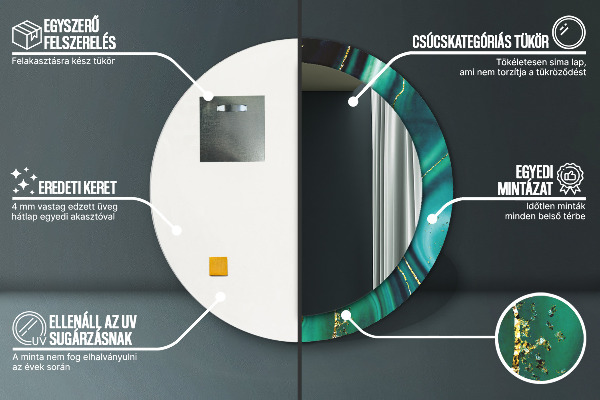 Kulaté dekorační zrcadlo na zeď Emerald Marble