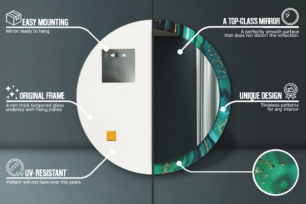 Kulaté dekorační zrcadlo na zeď Emerald Marble