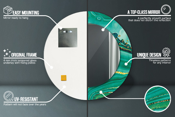 Kulaté dekorační zrcadlo Achát Jaspis Marble