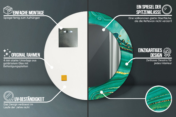 Kulaté dekorační zrcadlo Achát Jaspis Marble