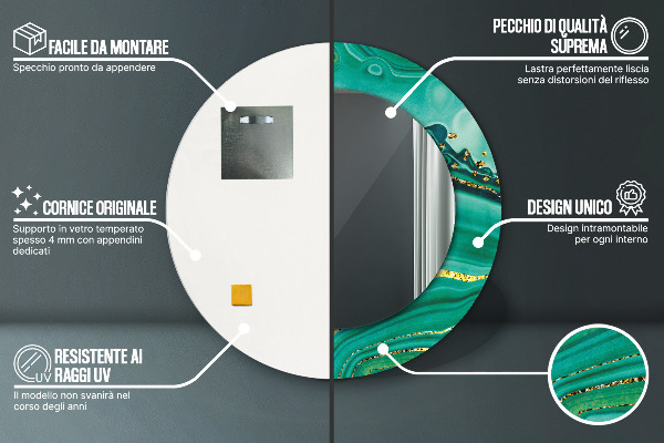 Kulaté dekorační zrcadlo Achát Jaspis Marble