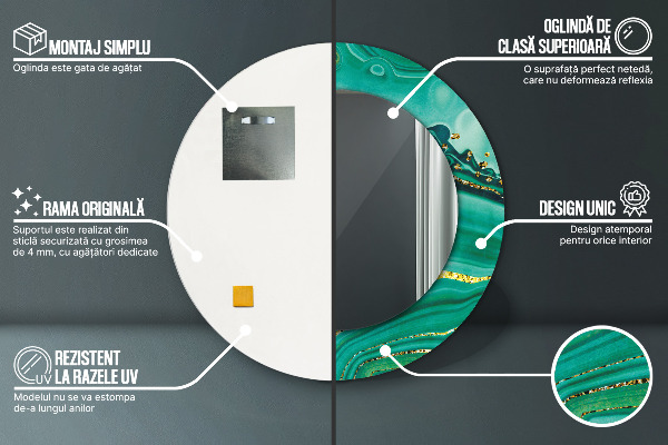 Kulaté dekorační zrcadlo Achát Jaspis Marble