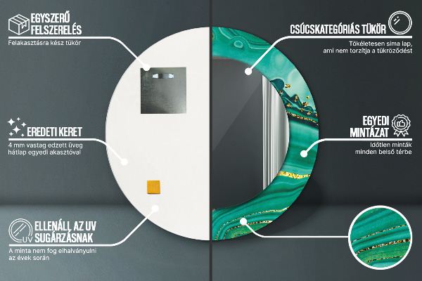 Kulaté dekorační zrcadlo Achát Jaspis Marble