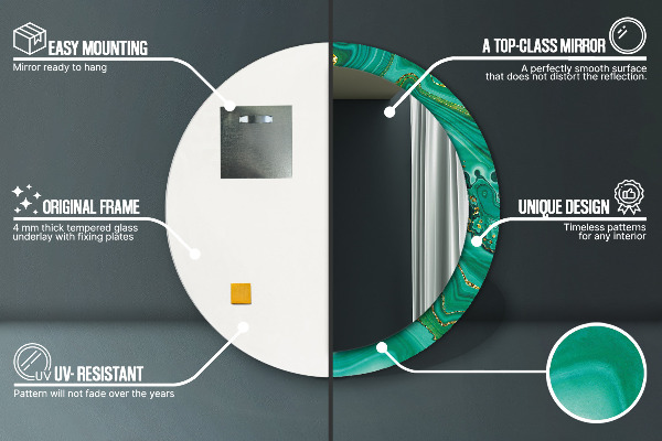 Kulaté dekorační zrcadlo Achát Jaspis Marble