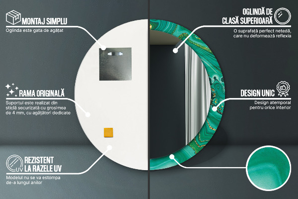 Kulaté dekorační zrcadlo Achát Jaspis Marble