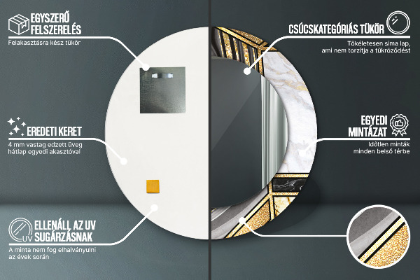 Kulaté dekorační zrcadlo Agat mramor a zlato