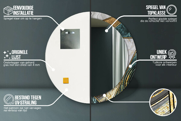 Kulaté dekorační zrcadlo Agat mramor a zlato