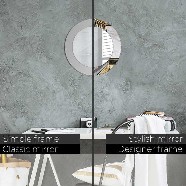 Kulaté dekorační zrcadlo Agat mramor a zlato