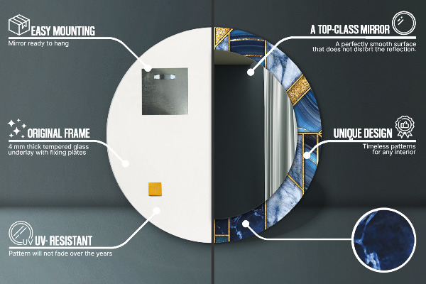 Kulaté dekorační zrcadlo Moderní mramor