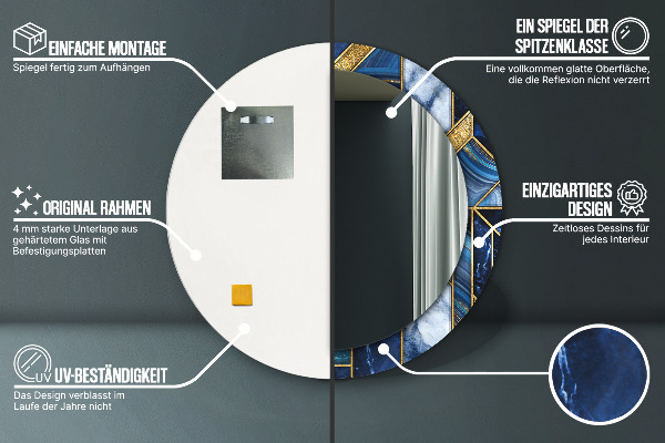 Kulaté dekorační zrcadlo Moderní mramor