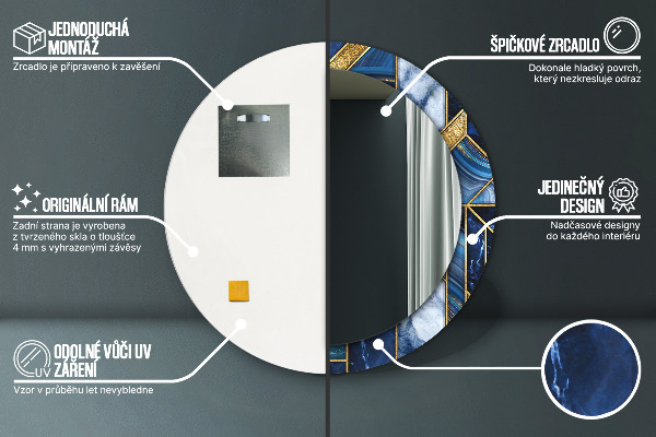 Kulaté dekorační zrcadlo Moderní mramor