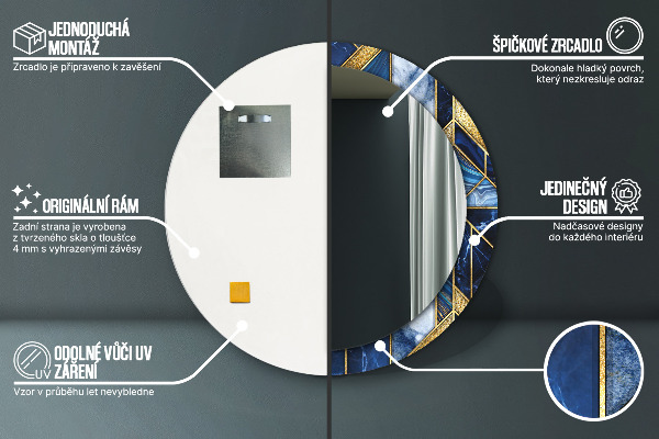 Kulaté dekorační zrcadlo Moderní mramor