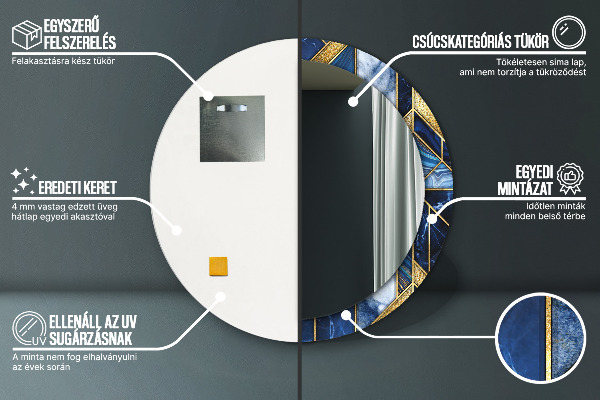 Kulaté dekorační zrcadlo Moderní mramor