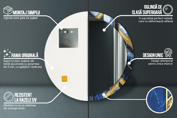 Kulaté dekorační zrcadlo Moderní mramor