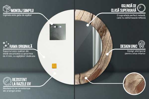 Kulaté dekorační zrcadlo Prasklé dřevo