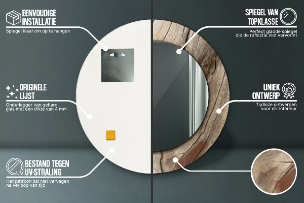 Kulaté dekorační zrcadlo Prasklé dřevo