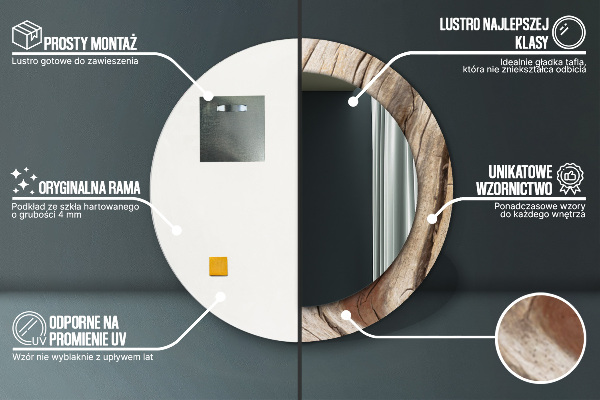 Kulaté dekorační zrcadlo Prasklé dřevo