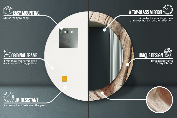 Kulaté dekorační zrcadlo Prasklé dřevo