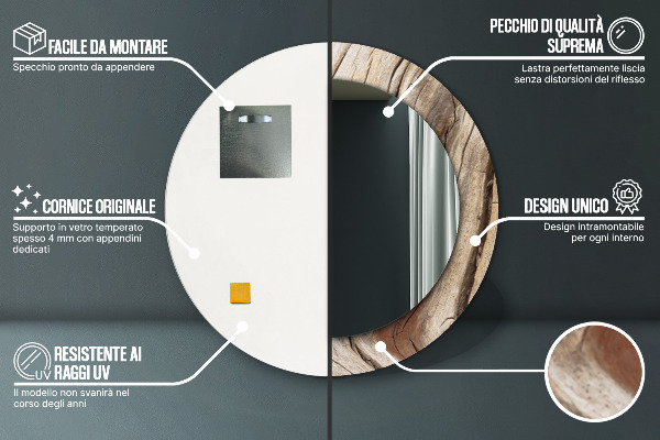 Kulaté dekorační zrcadlo Prasklé dřevo