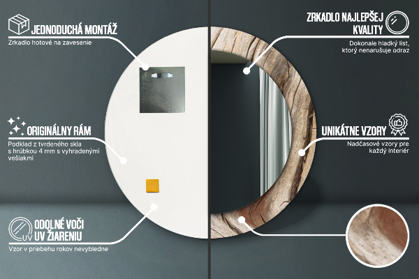 Kulaté dekorační zrcadlo Prasklé dřevo