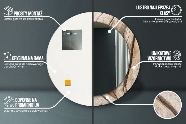 Kulaté dekorační zrcadlo Prasklé dřevo