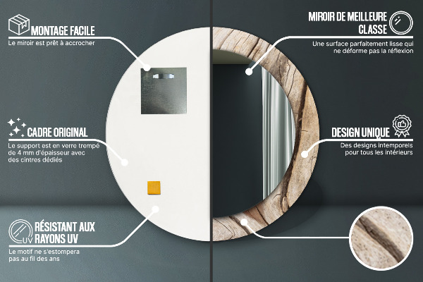 Kulaté dekorační zrcadlo Prasklé dřevo